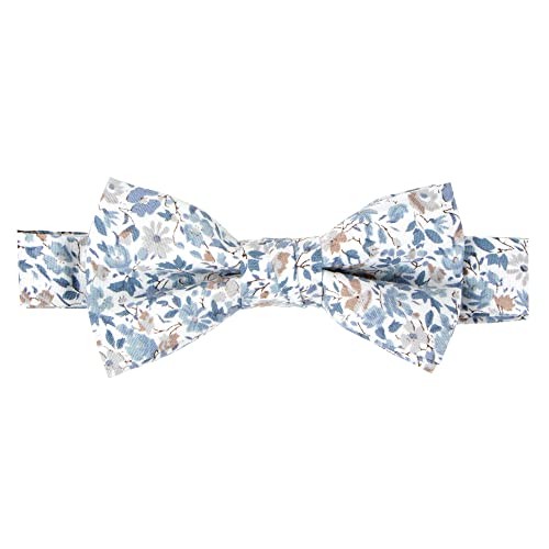Boy’s Cotton Floral Print Pre-tied Bow Ties Large 67-steel Blue