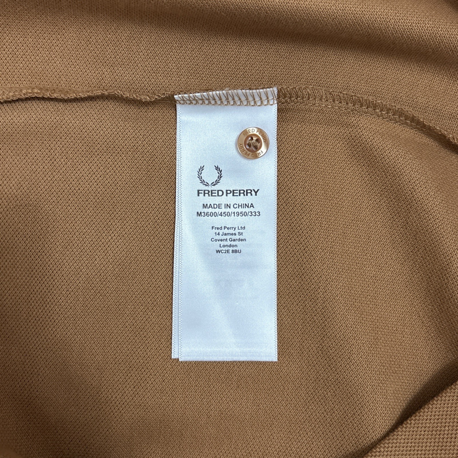 Fred Perry M3600 Polo Mens Size Small Dark Caramel/Snow White/Silver Blue BNWT