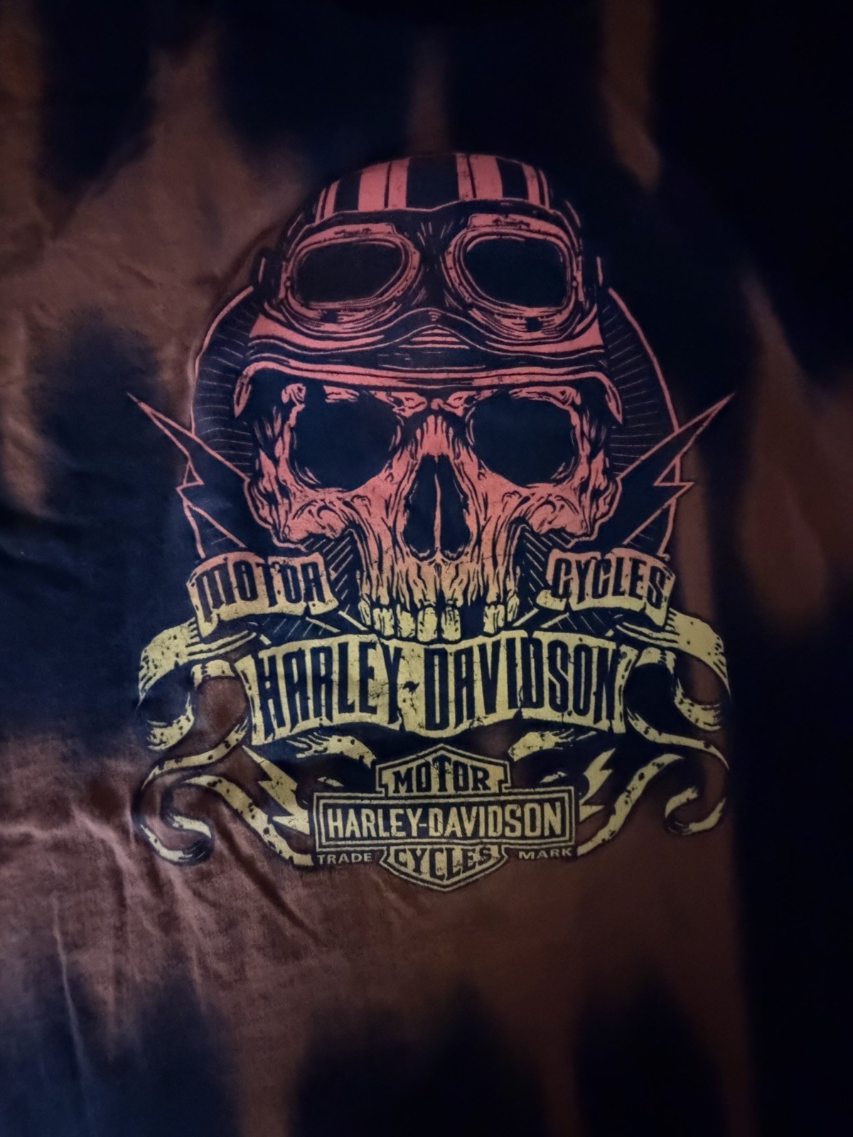 Harley Davidson Legacy Effingham IL Bleached Tie Dye T Shirt Mens 3XL Skull