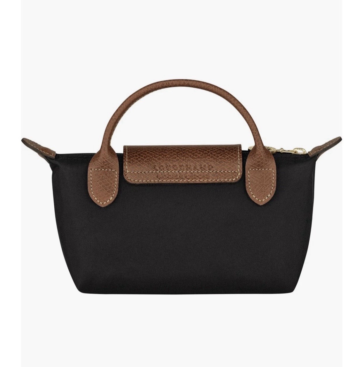 Black & Brown LONGCHAMP Le Pliage Original Pouch with handle/cross strap.