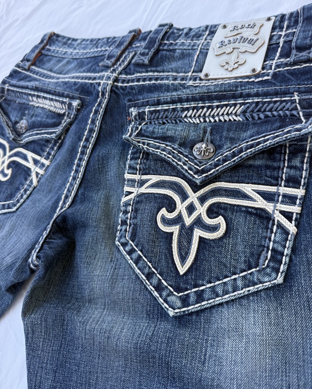 Rock Revival Men’s Denim Jeans 33 35X31 Fabio Boot Cut Excellent Condition