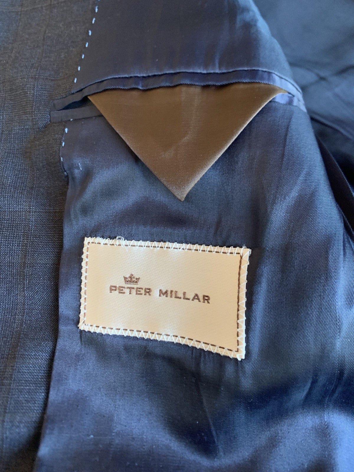 Peter Millar Men’s 40S – Navy Blue Plaid Sport Coat, Blazer, Suit Jacket