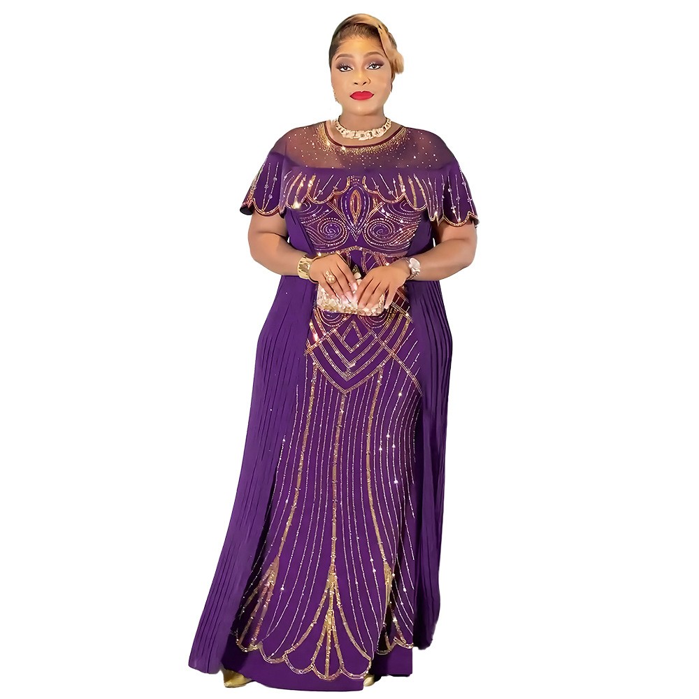African Plus Size Beaded Dashiki Bodycon Formal Ball Gown Maxi Dress for Women