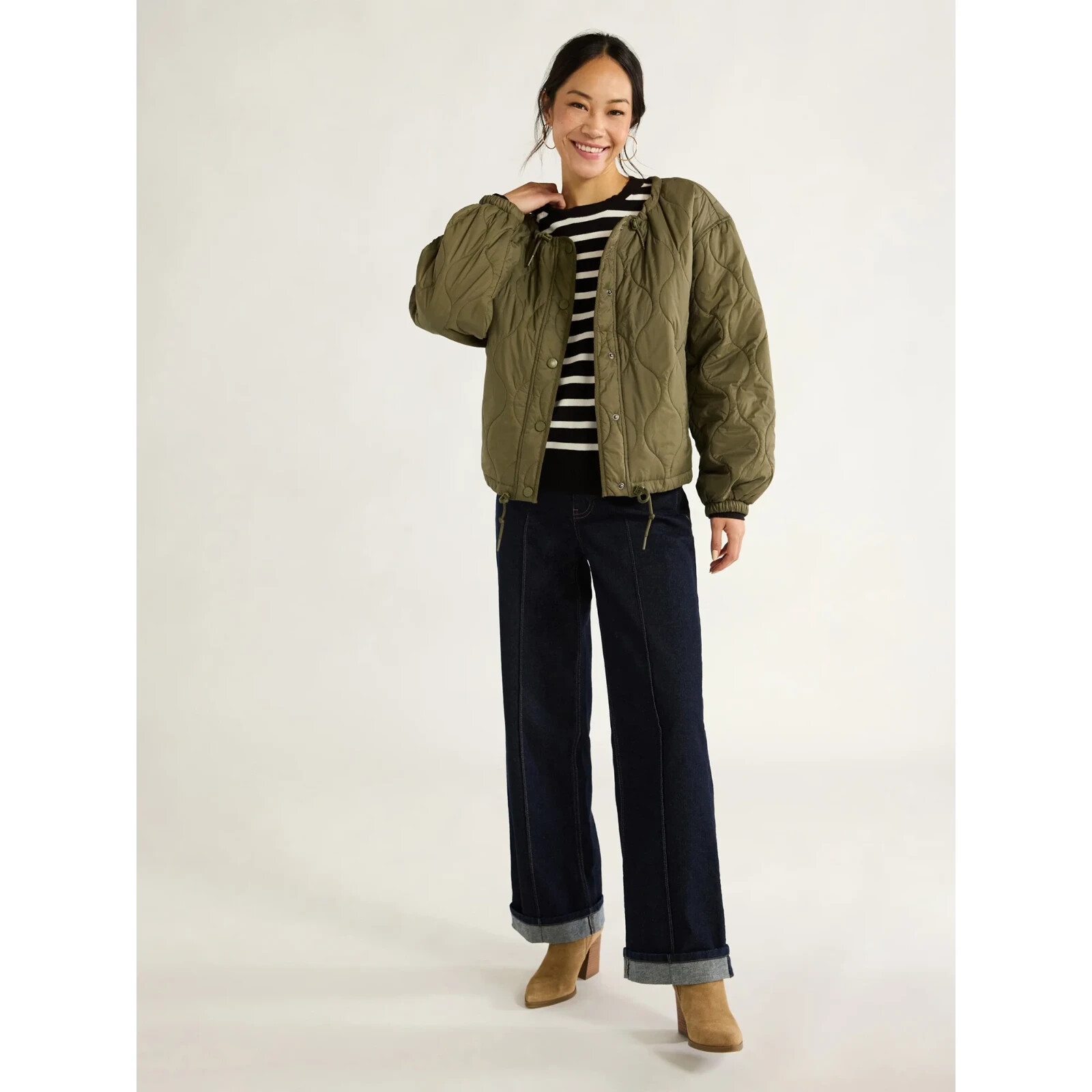 Free Assembly Women’s Quilted Parachute Jacket, XL
