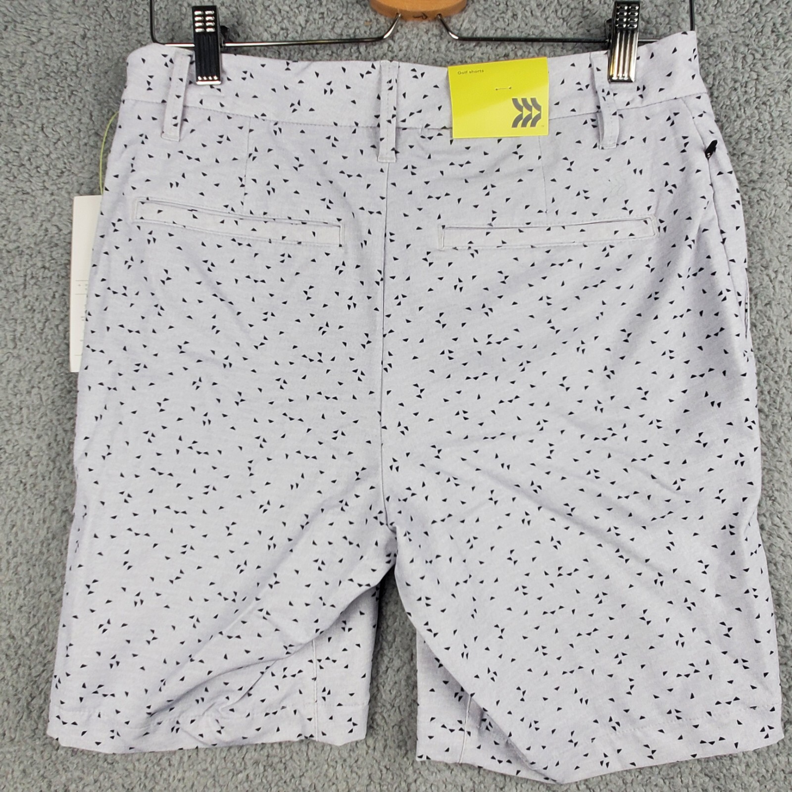 All In Motion Men’s Shorts 30-40 Gray Black Triangle Print Athletic Golf Stretch