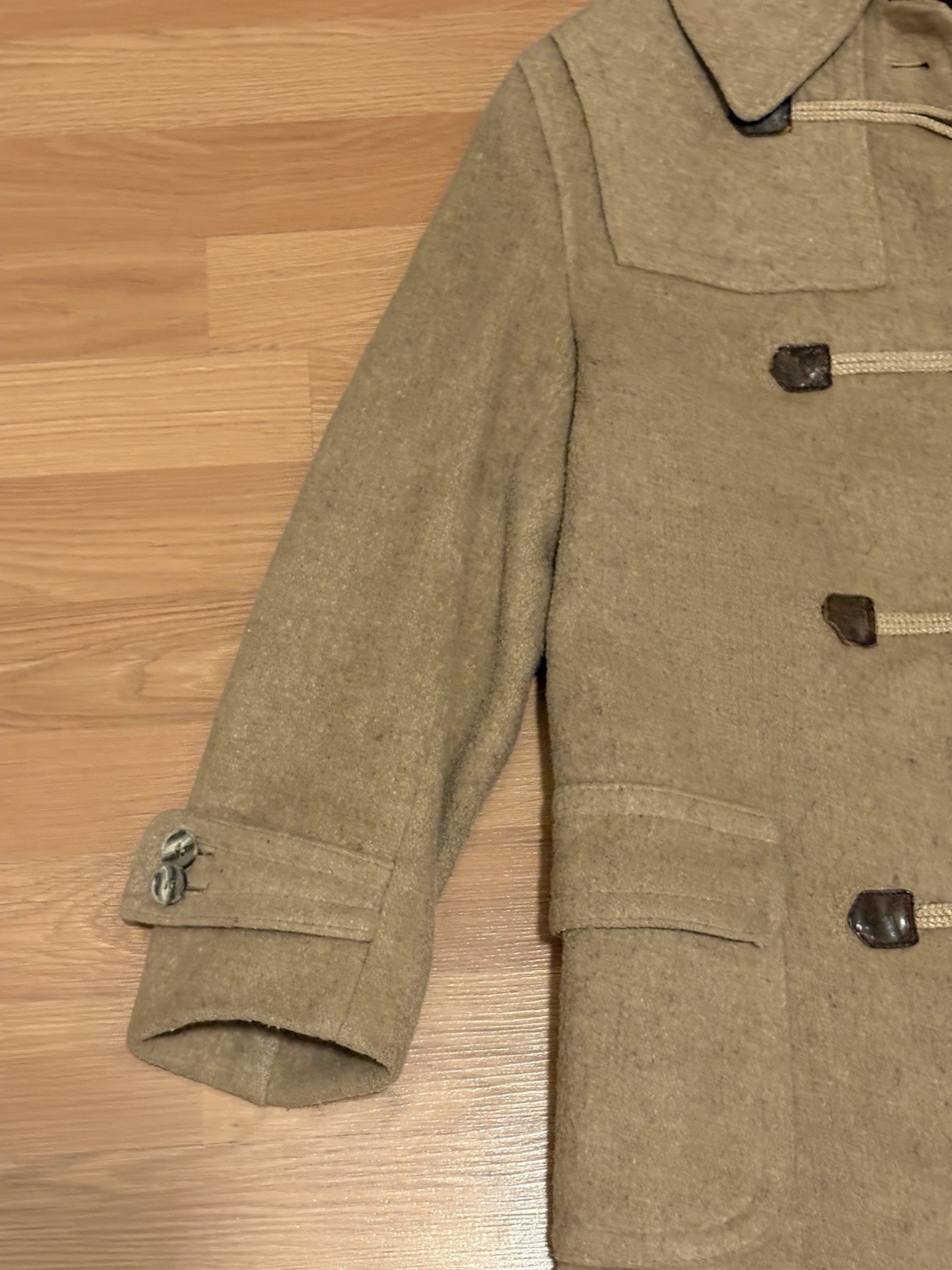 Vintage Lodenfrey Grey Wool Toggle Duffle Coat Plaid Lined West Germany Flaw