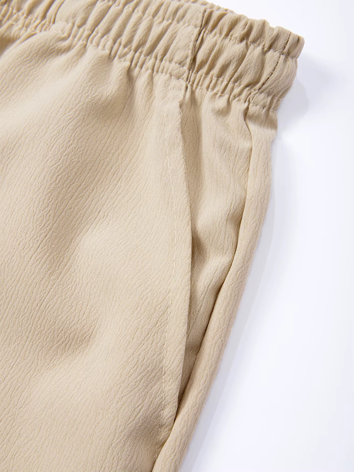 Men’s Casual Elastic Waist Summer Solid Beach Pants Straight Trousers Gift