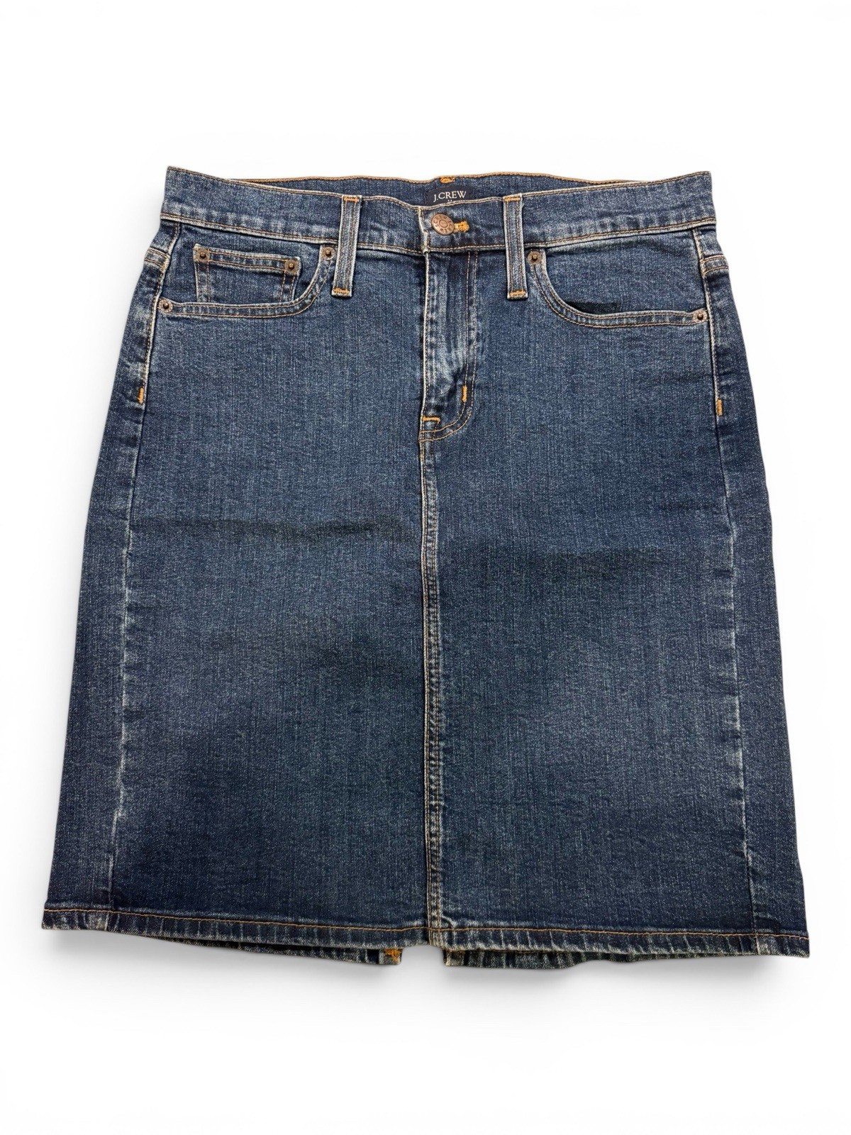 J.Crew Denim Mid Pencil Skirt Women’s Size 2 Medium Wash Classic Straight Skirt