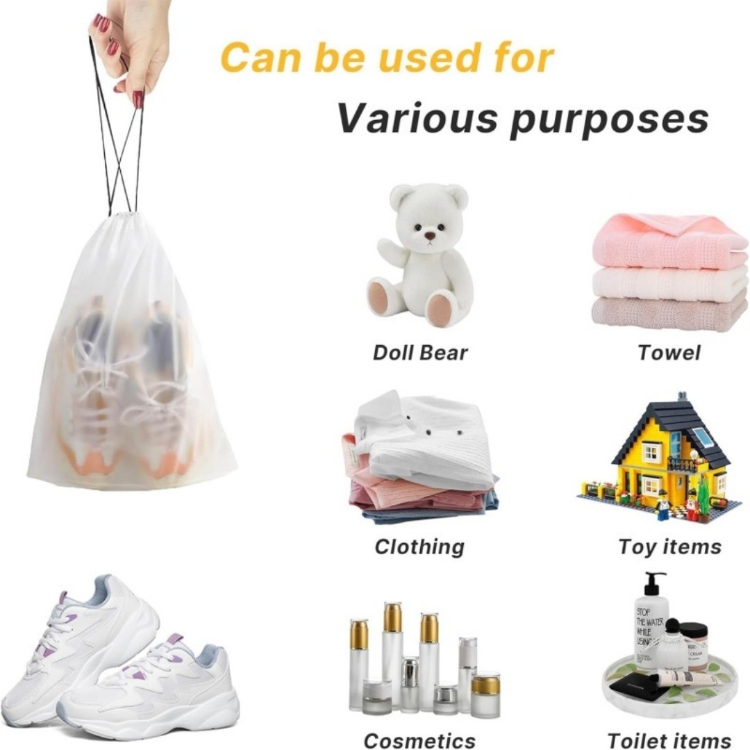 US Stock10-piece transparent drawstring travel bag, waterproof drawstring pocket