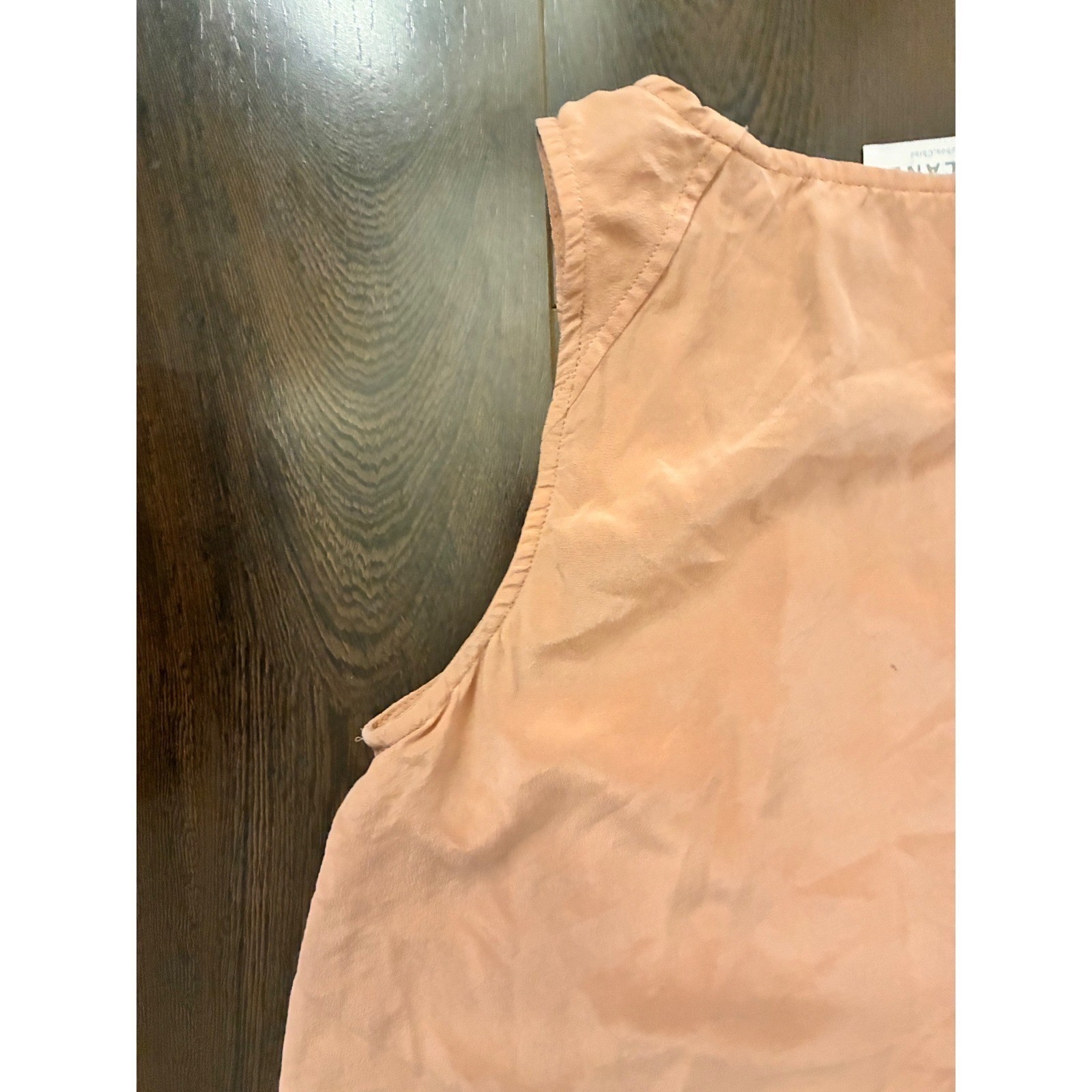 Everlane Womens XS Peach Scoop Neck Sleeveless Tank Top Silk