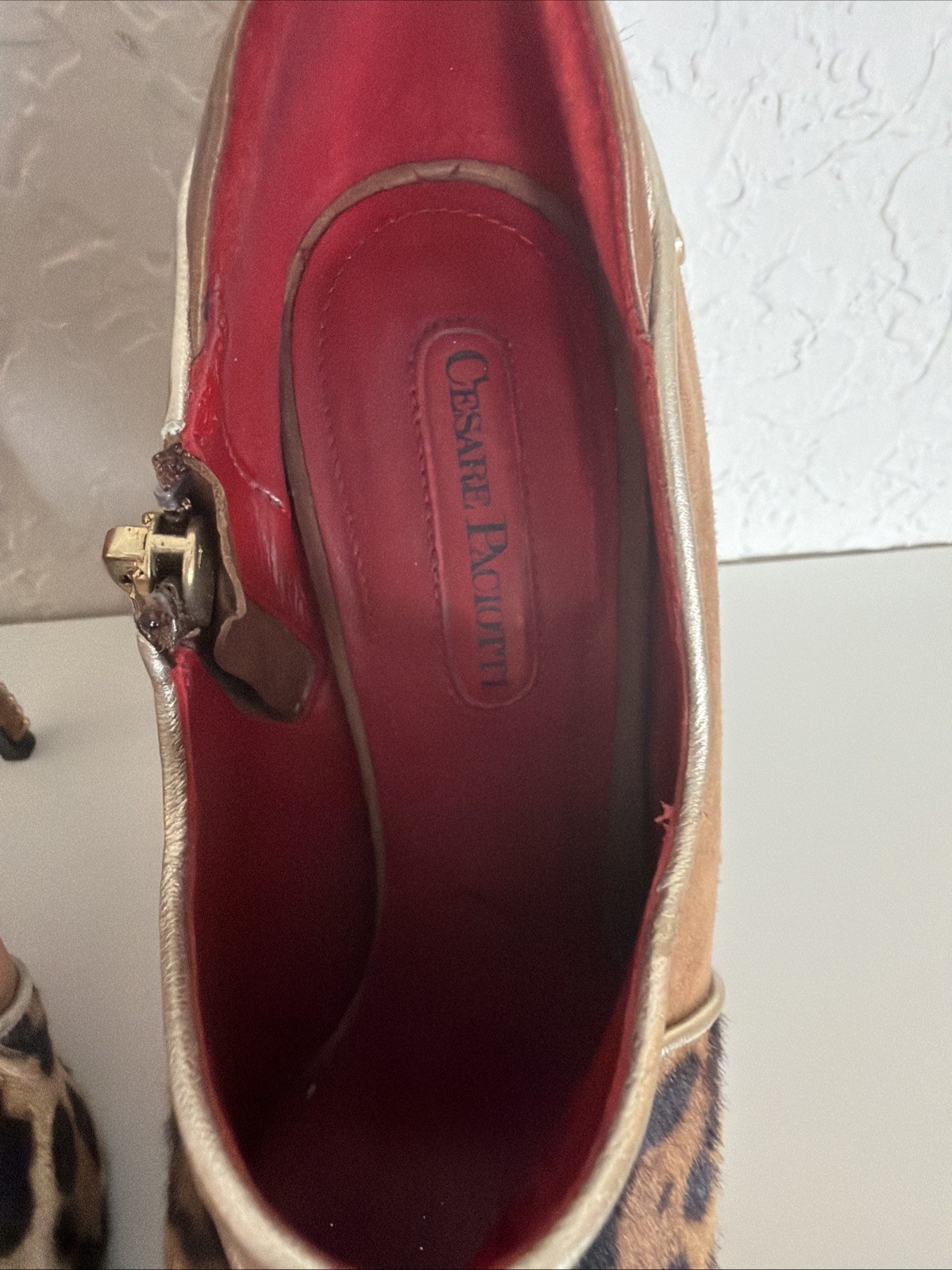 Cesare Paciotti Leopard print studded Booties Red Bottoms Size 37/6.5