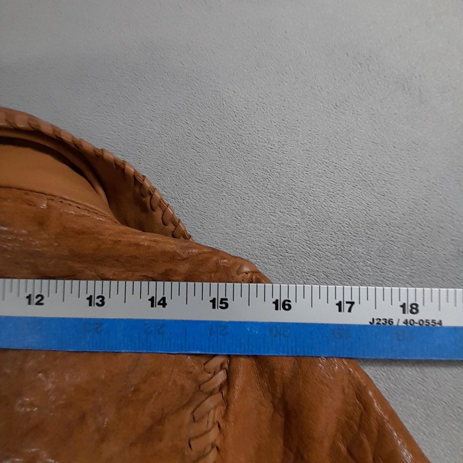 My Tribe Jacket Orange Thick Leather Whipstitch Lined Metal Button Closure USA