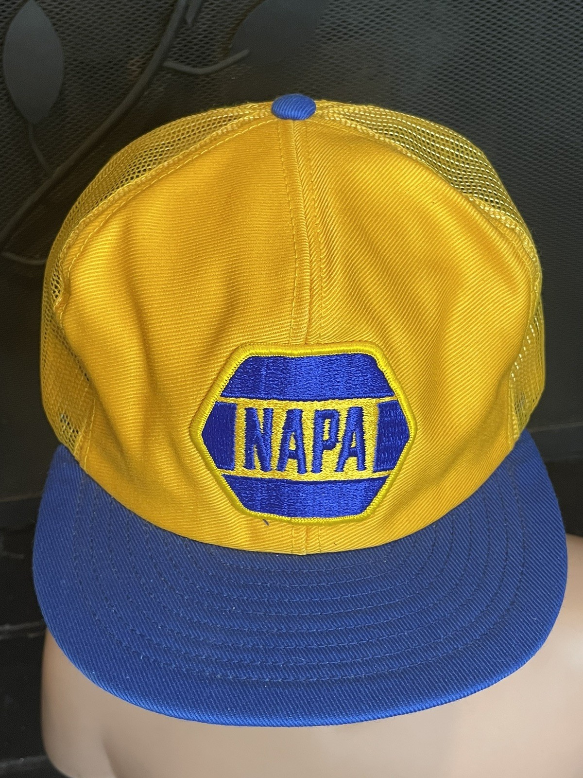Vintage Louisville MFG Co NAPA Auto Parts Yellow Trucker Hat Mesh Snapback As Is