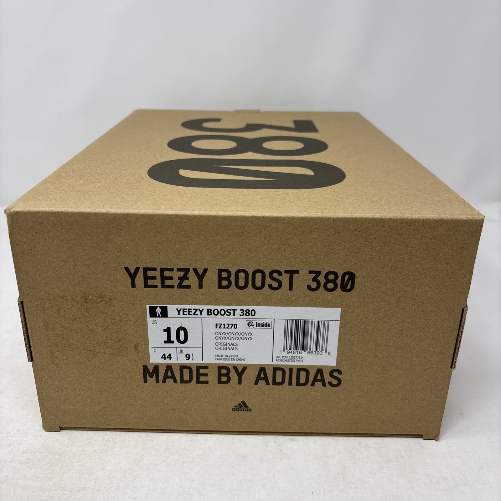 Adidas Yeezy Boost 380 Onyx Black Sneakers, Size 10 FZ1270 BNIB