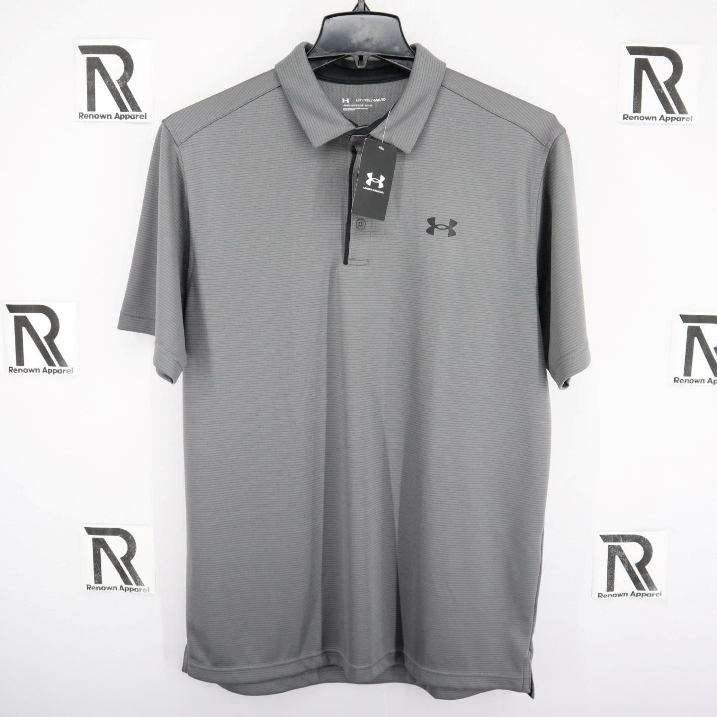 NWT Under Armour Golf Loose Fit Athletic Tech Polo Shirt Mens Gray Short Sleeve