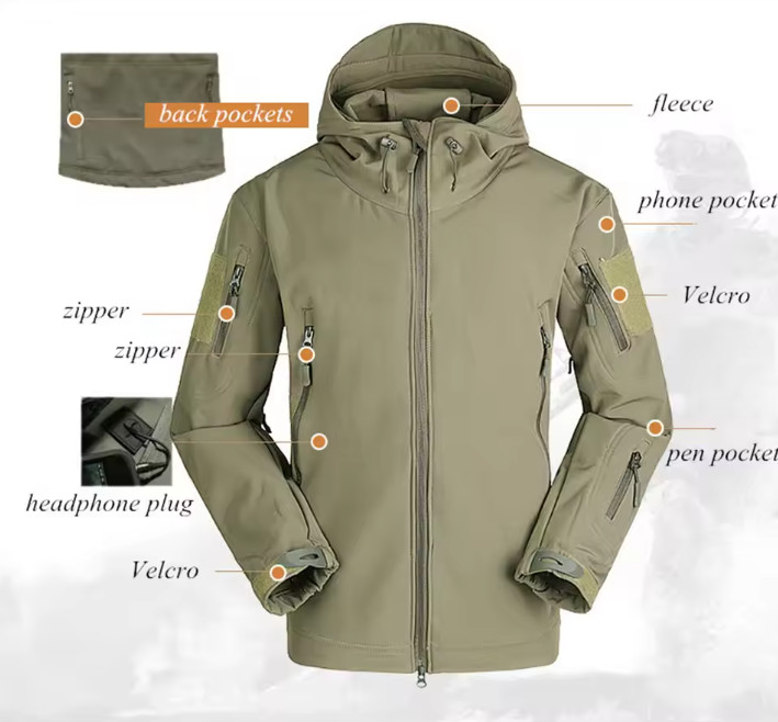 Waterproof Tactical Jacket Mens Military Work Soft Shell Coat Windbreaker Jacket