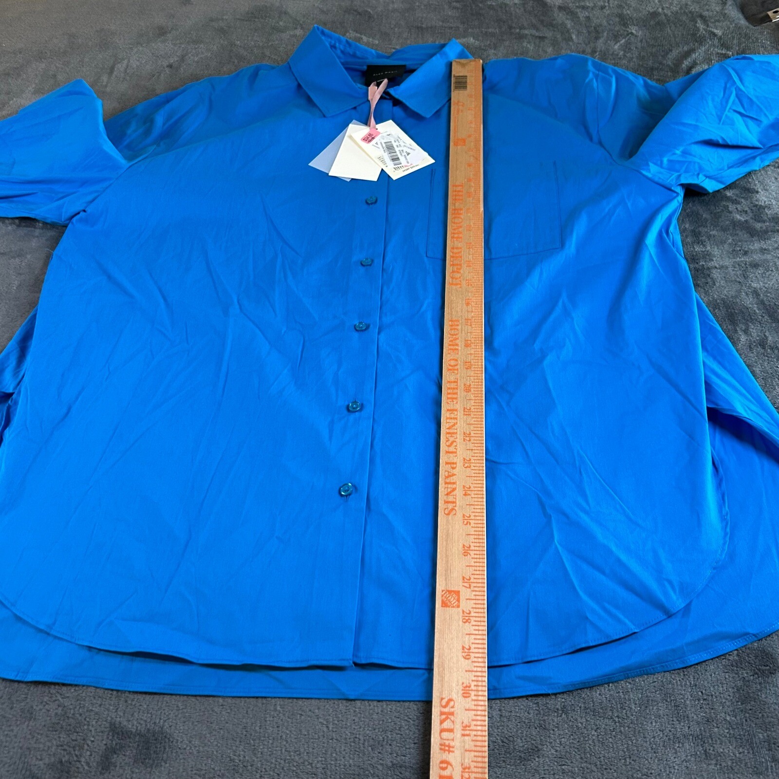 Alex Marie Button-Down Top Hi-Low Hem Long Sleeve Blouse brrr Blue Womens Large