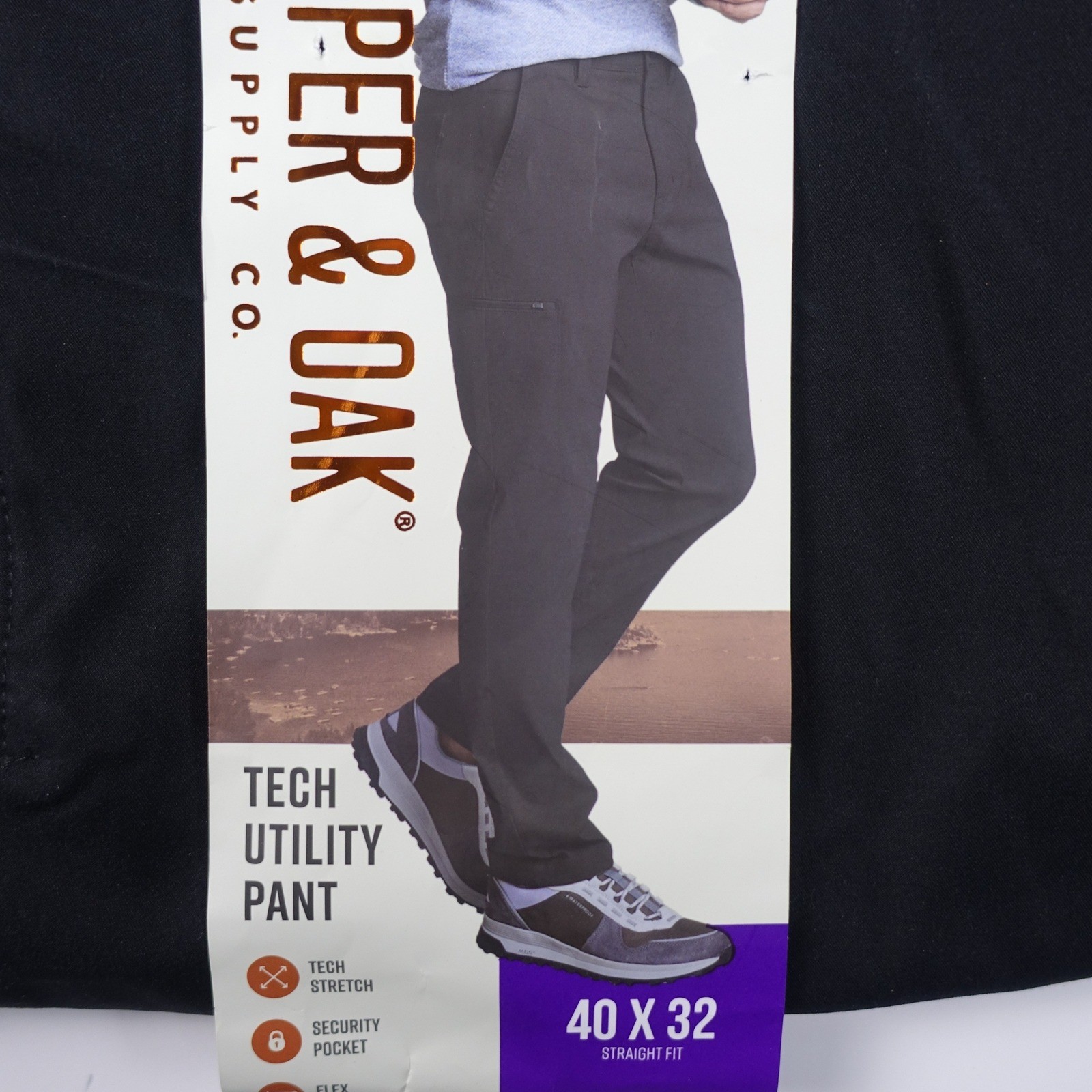 Copper and Oak Supply Co Utility Pants Men 40×32 Black Straight Fit Tech Stretch