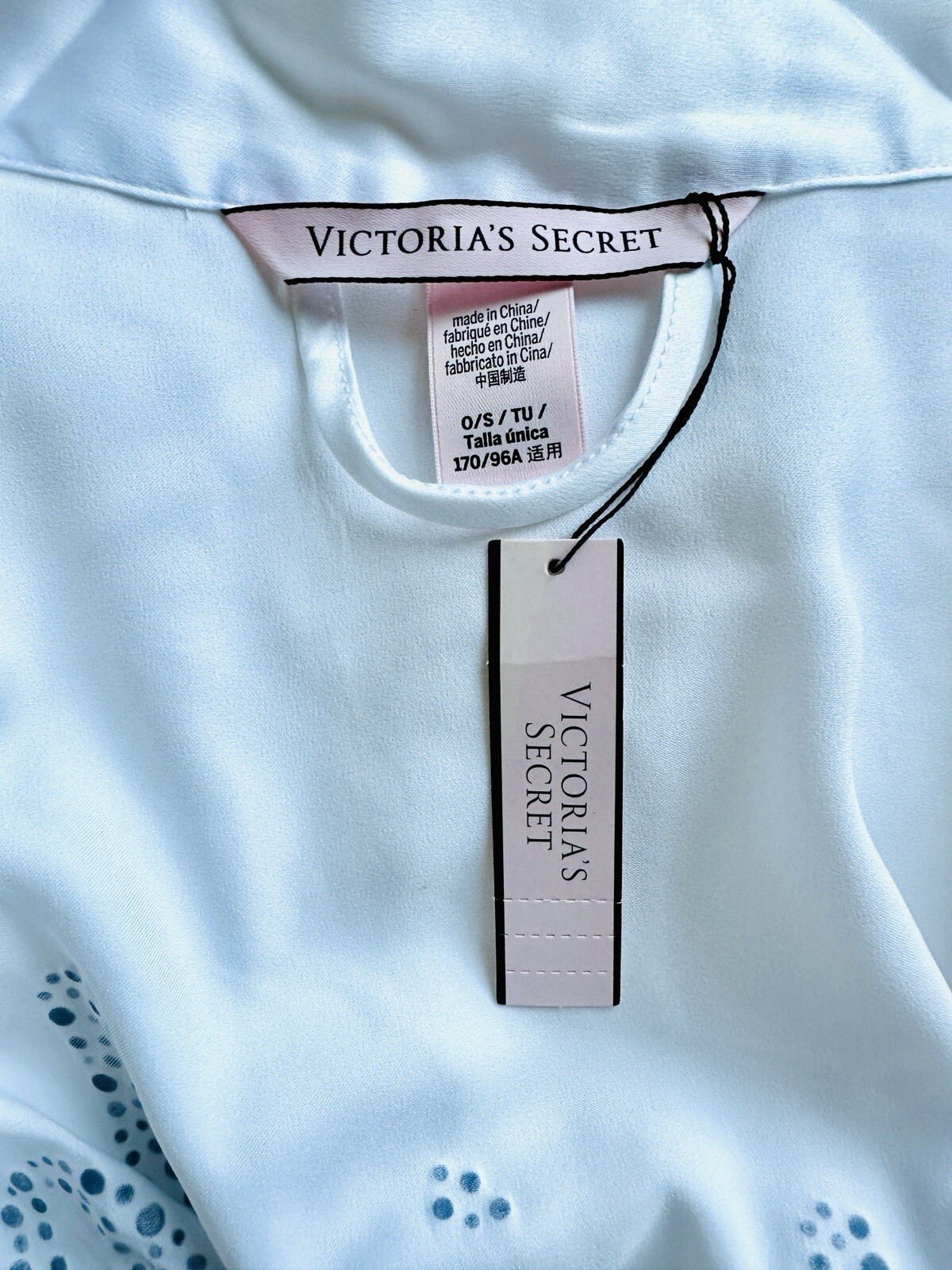 NWT Victoria Secret Robe Bride Bridal Collection One Size White Blue Satin Feel