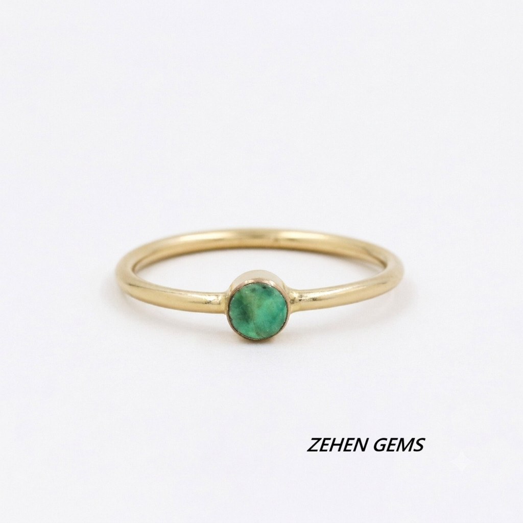 Lab created 925 Sterling Silver Gold Plated Lab Created Emerald Bezel Ring