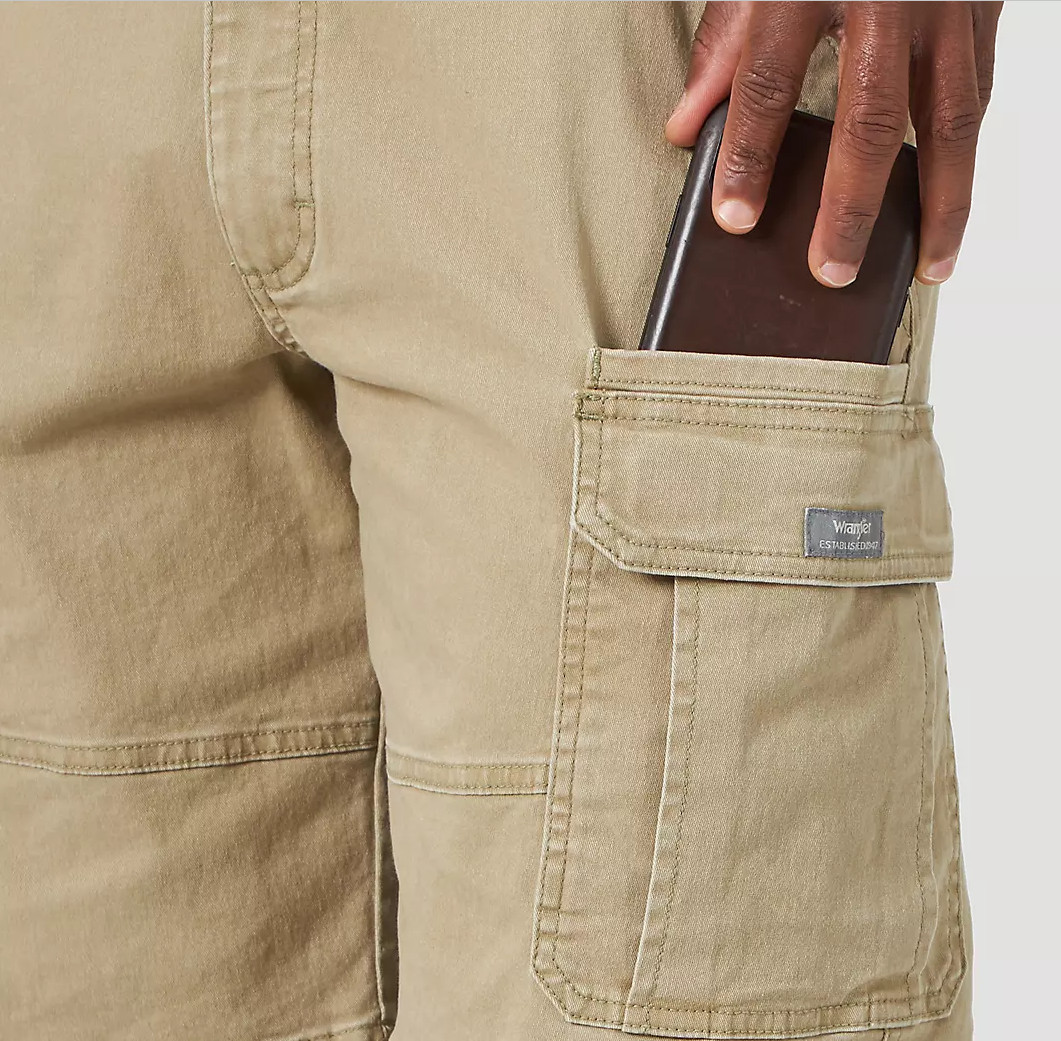 Mens Wrangler Cargo Shorts w Stretch Relaxed Fit Tech Pocket CHOOSE COLOR & SIZE