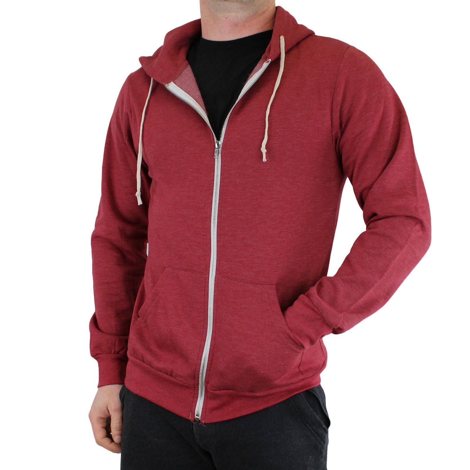 True Classic Men’s Hoodie Zip Jacket Athletic Fit Poly/Cotton Fleece, Lined Hood
