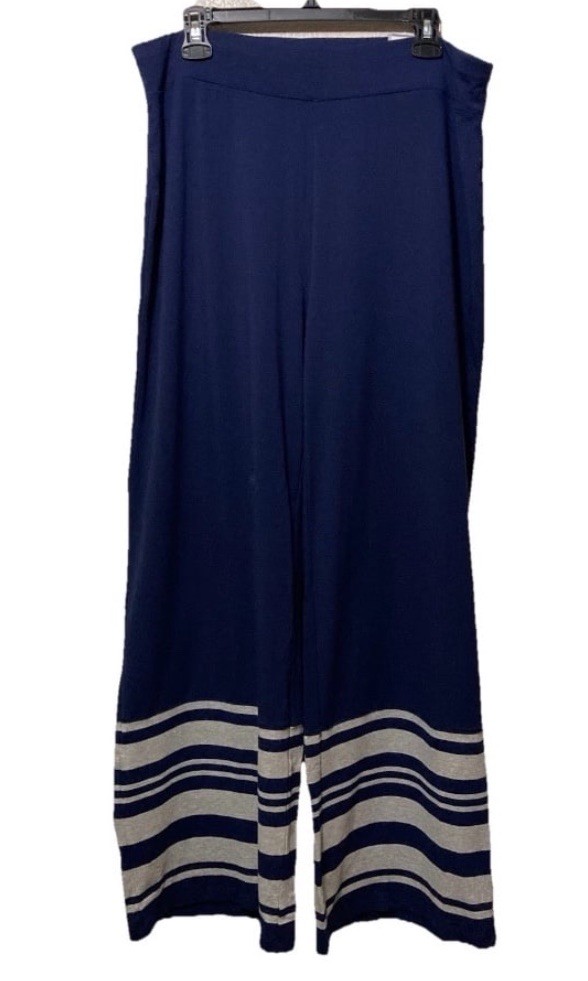 Zenergy by Chico’s Women’s Strip Boarder Cropped Pants Kings Navy New with Tags