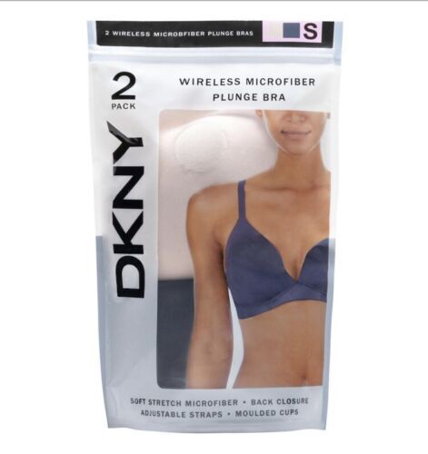 DKNY Women’s 2 Pack Wireless Microfiber Plunge Bra – Size Varies