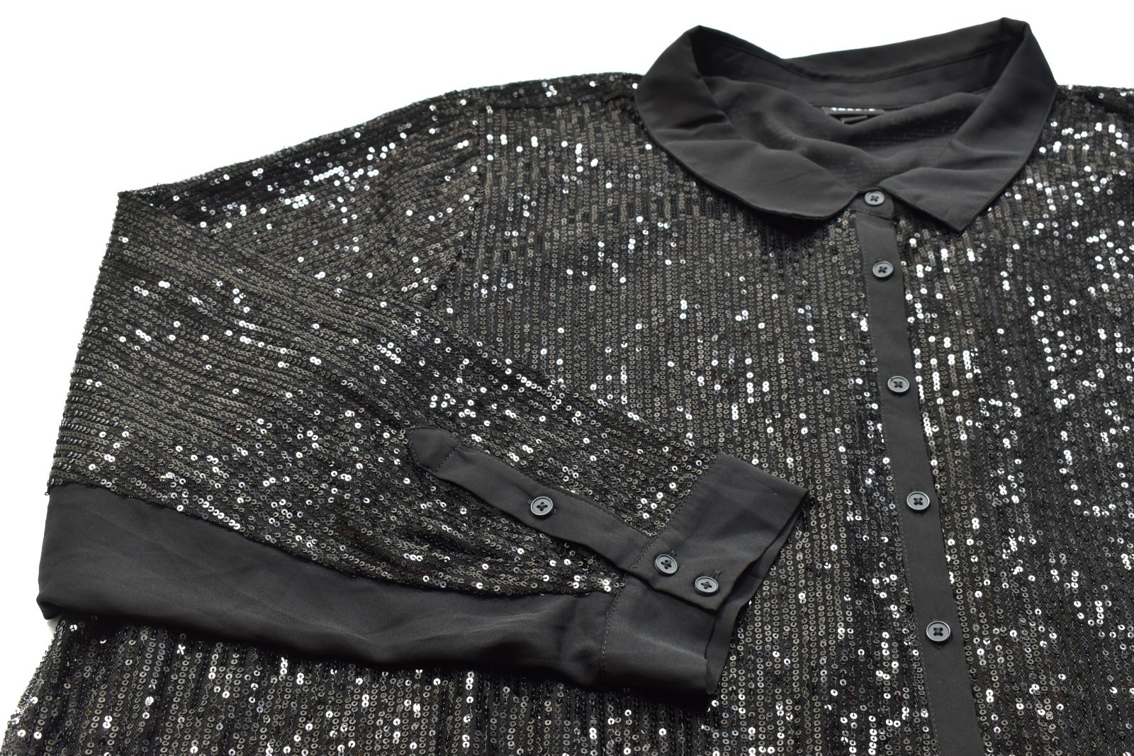 Torrid Plus Size 6 Black Sequin Button Down Shirt Long Sleeve Blouse Polyester
