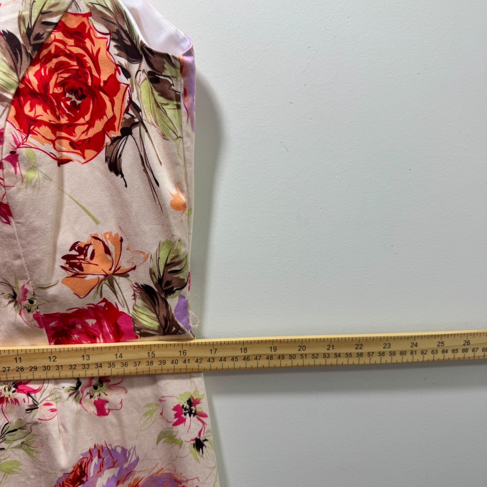 Shabby Chic Garden Party Coquette Fit Flare Floral Retro Midi Dress 12 Peach
