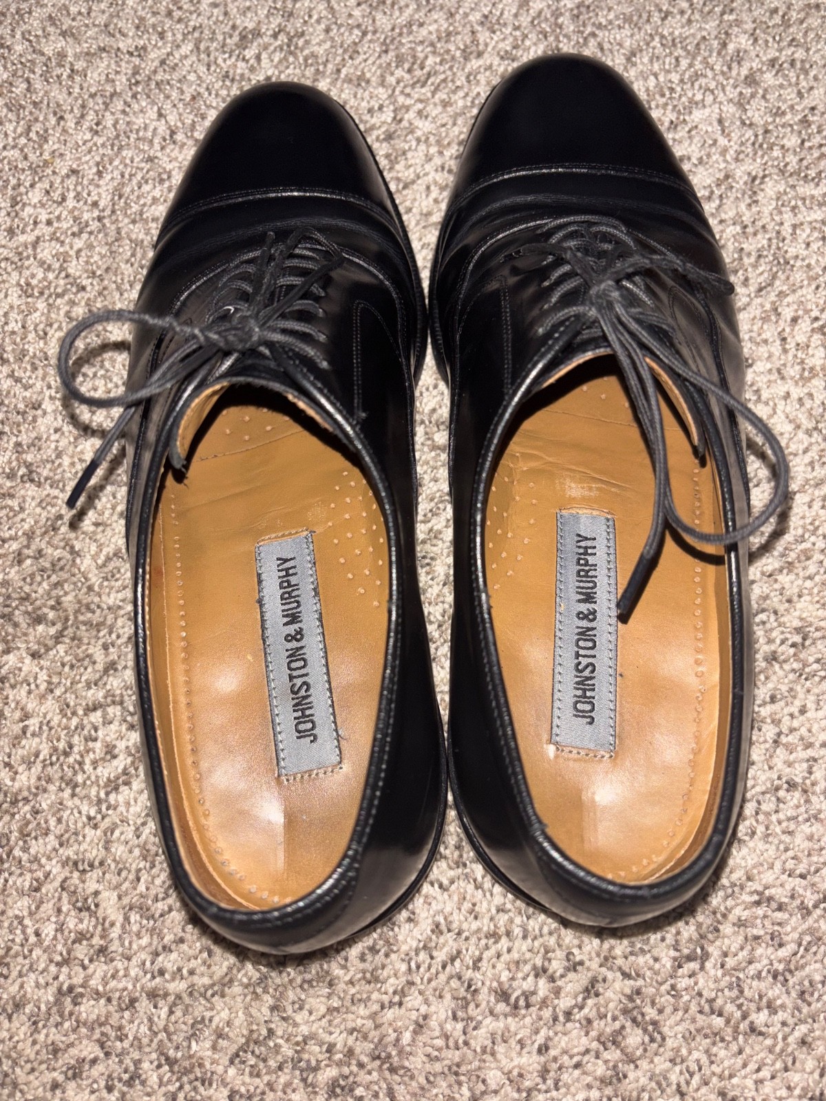 Johnston & Murphy Melton Black Leather Cap Toe Oxford 8.5 22-2981