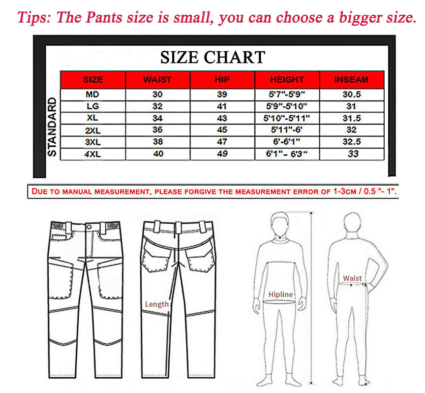 Mens Tactical Cargo Pants Work Pants Combat Outdoor Waterproof Hiking Trousers