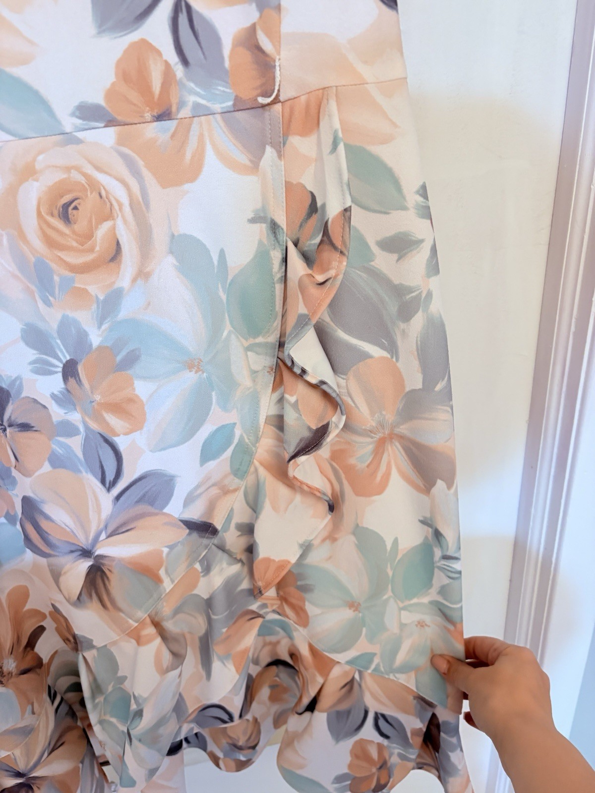 Calvin Klein Women’s Floral Fit & Flare Knee Dress Size 14 Short Sleeve Belted