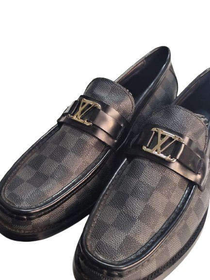 Louis Vuitton Damier Graphite LV Buckle Loafers Size 40 EU / 7 US Made in France