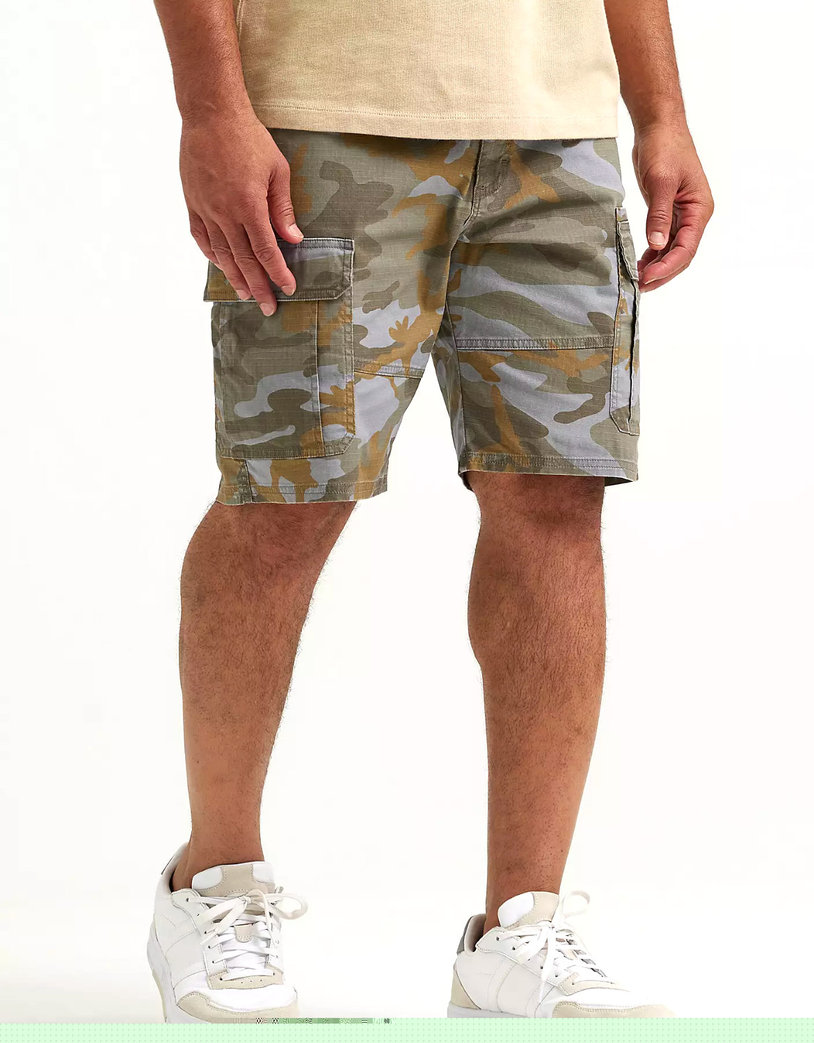 Men’s Wrangler Relaxed Fit 10 inch Stretch Cargo Shorts Camo CHOOSE SIZE 30-48