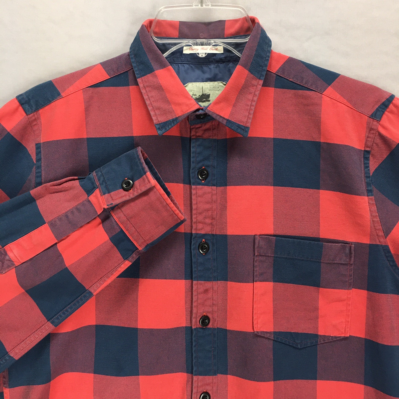 Gant Shirt Mens Medium Berry Hill Twill Red Black Buffalo Check Plaid Button Up