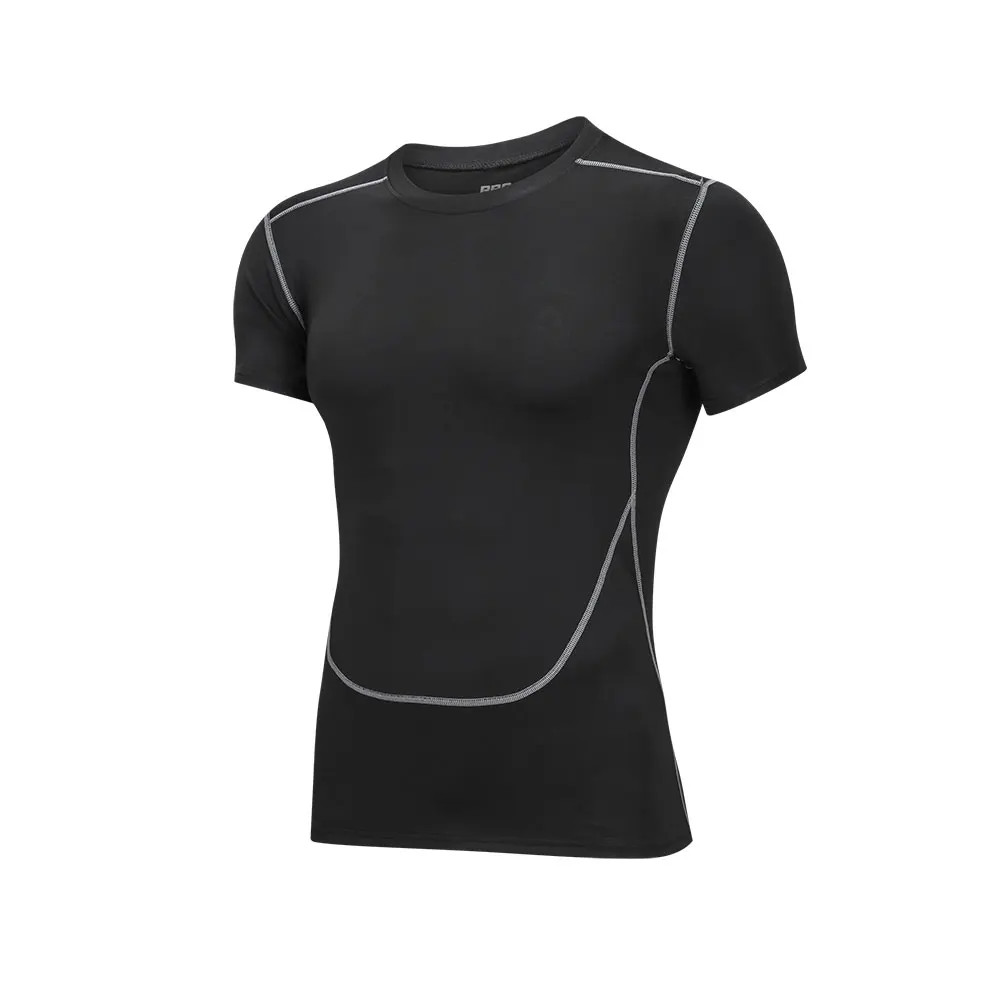Black Tight T-shirt Running Shirt Men T-shirt Short Sleeve Compression Shirts Gy