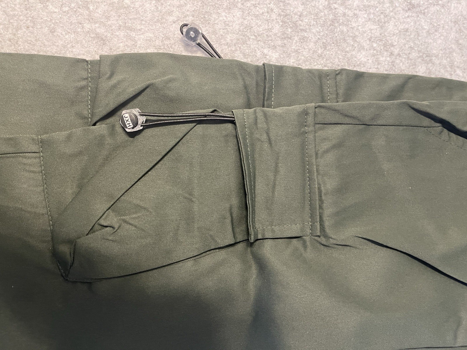 Men’s Green Cargo Pants Polyester Twill Regular Straight Elastic Waist 2XL