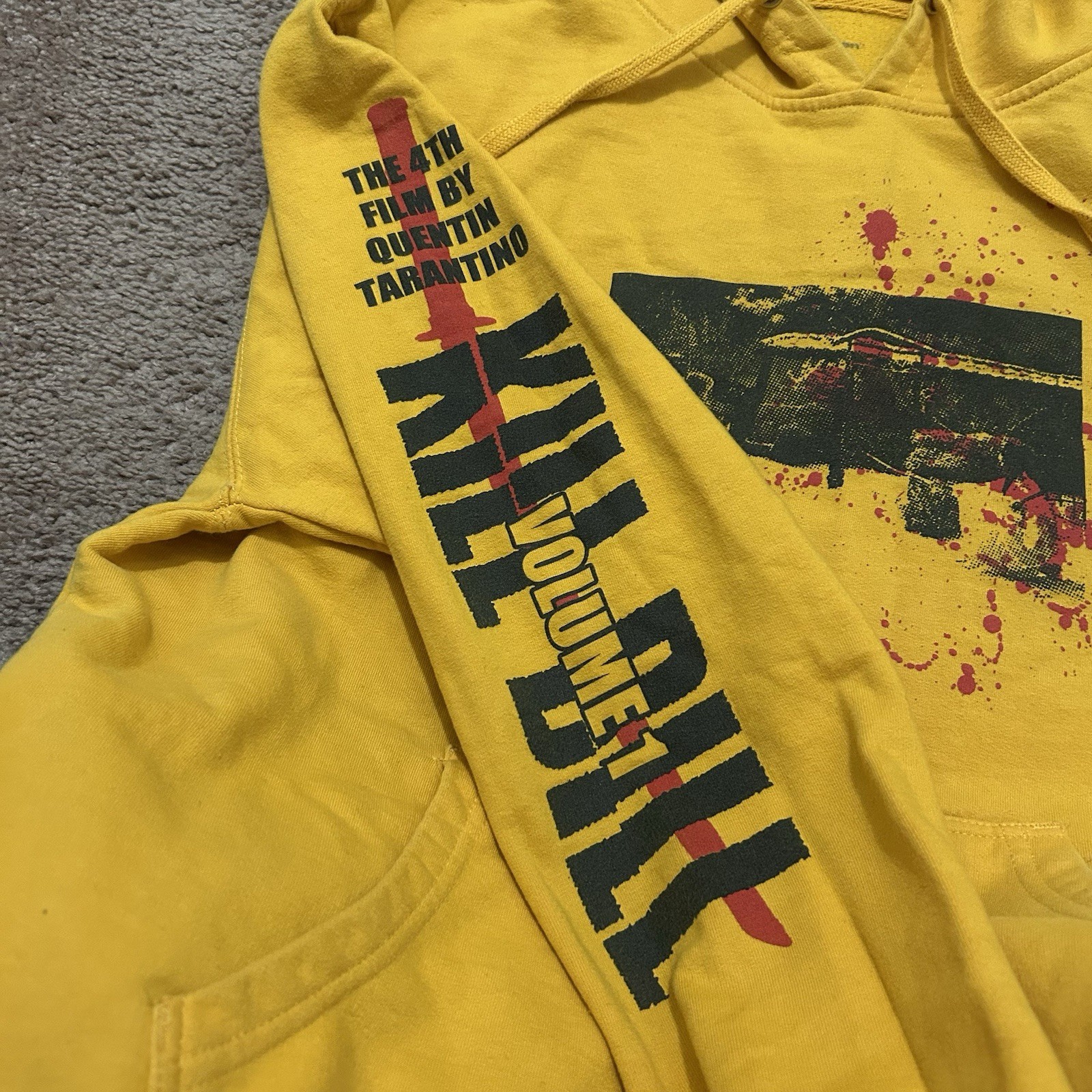 Rucking Fotten Kill Bill Vol 1 Hoodie Yellow Quentin Tarantino Movie L Mens
