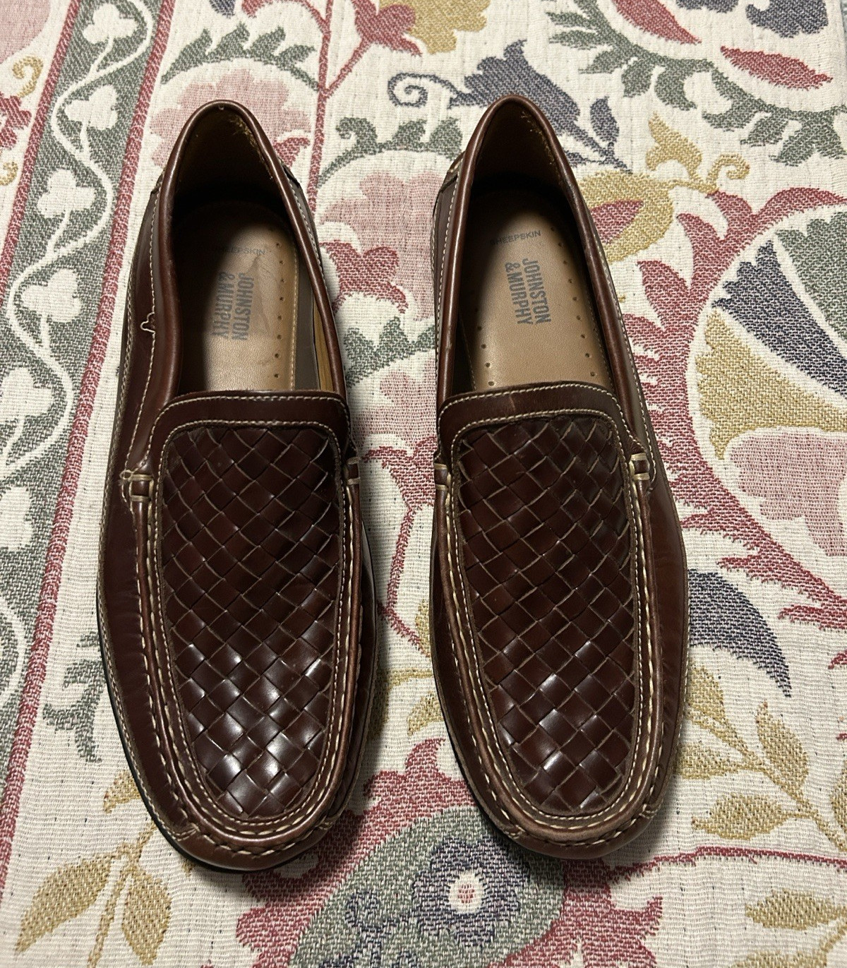 Johnston & Murphy Men’s 9.5 Brown Woven Leather Slip-On Dress Loafer