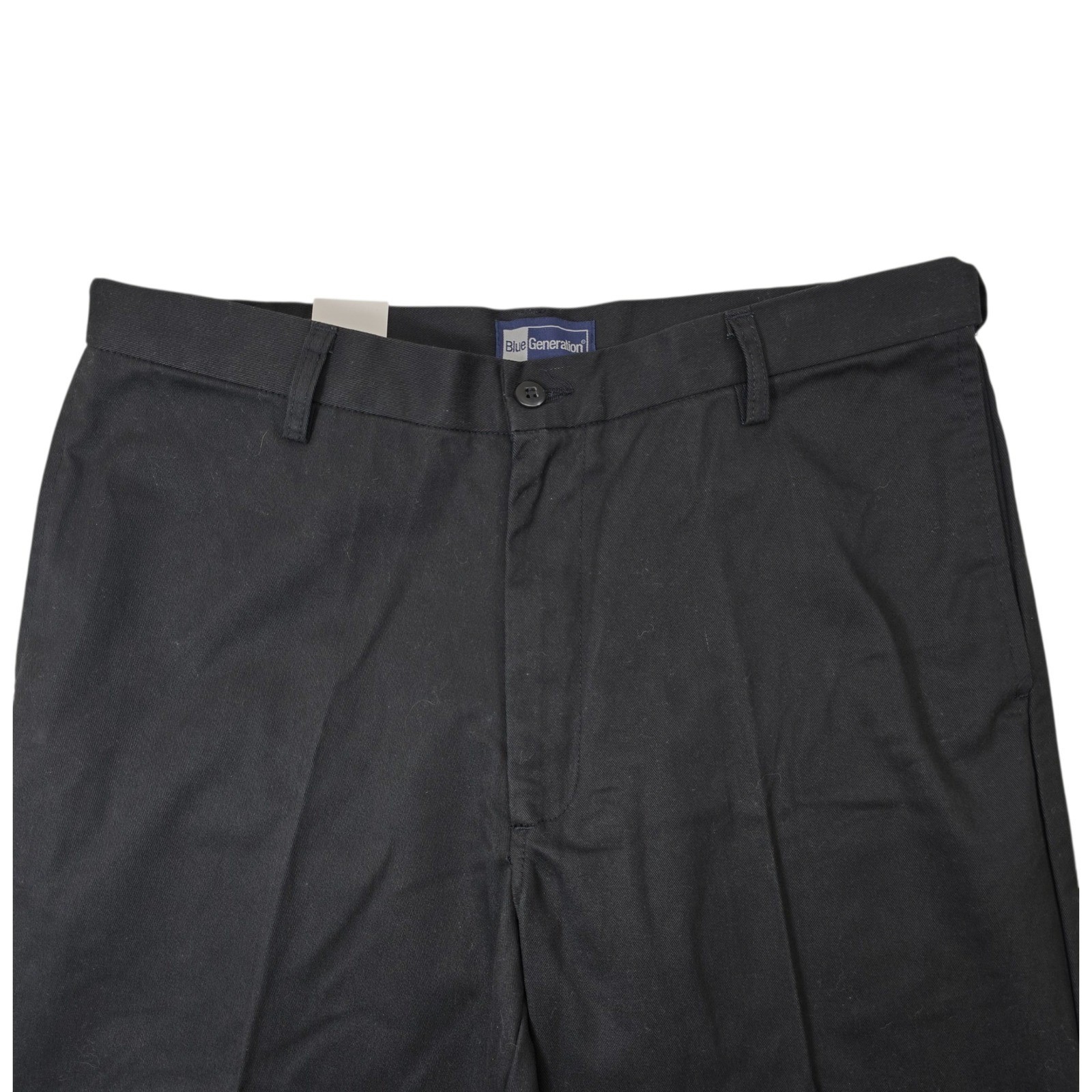 Blue Generation Mens Black Chino Pants Classic Fit Flat Front Size 34×30