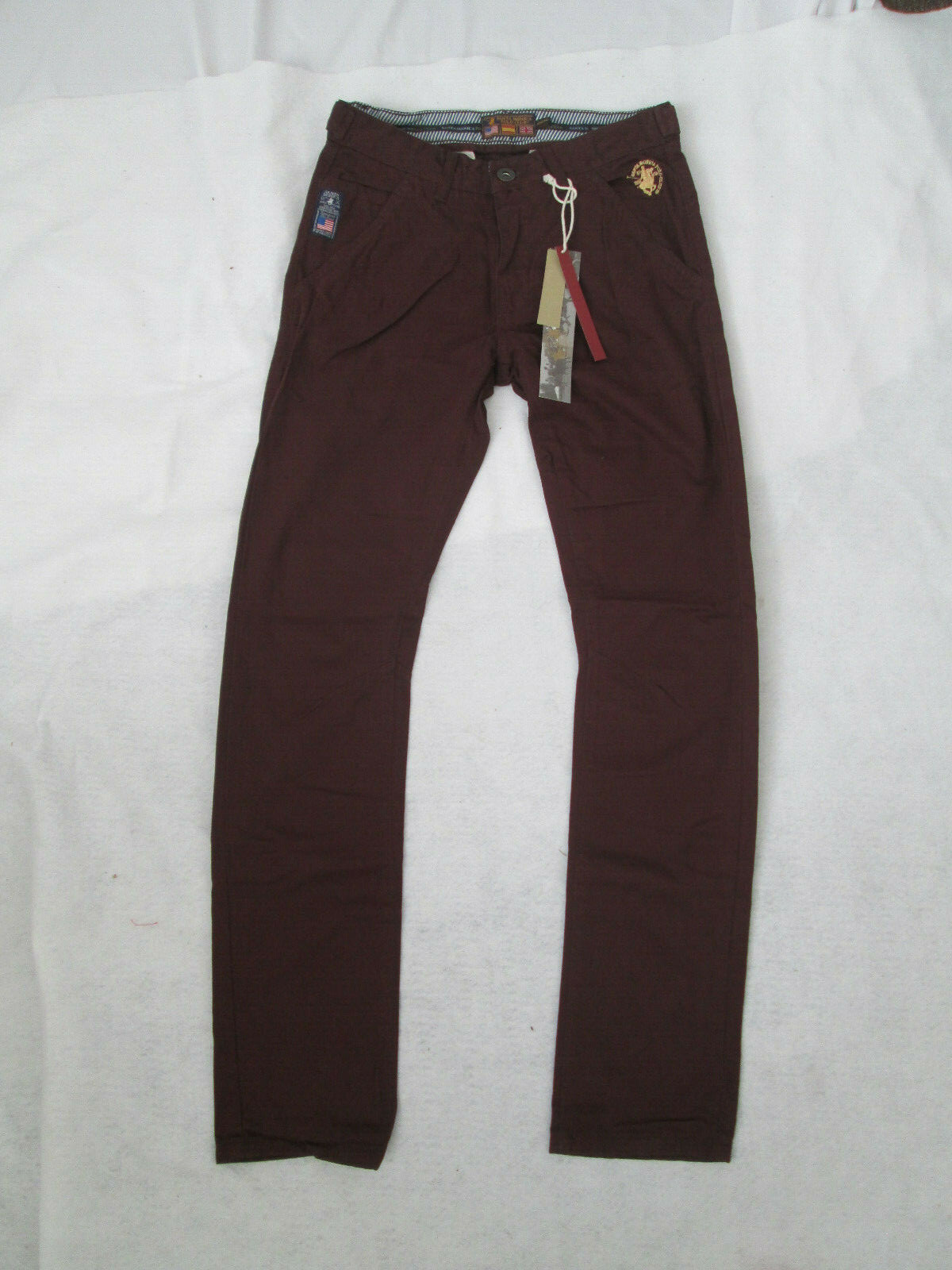Mens Pants burgandy 30 32 34 36 38 x 30 32 34 NEW Santa Monica Polo Club cotton