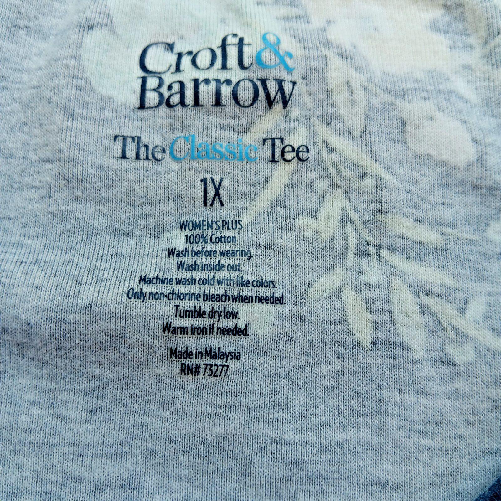 CROFT & BARROW Classic Tee Knit Top Blue Floral Pattern size 1X