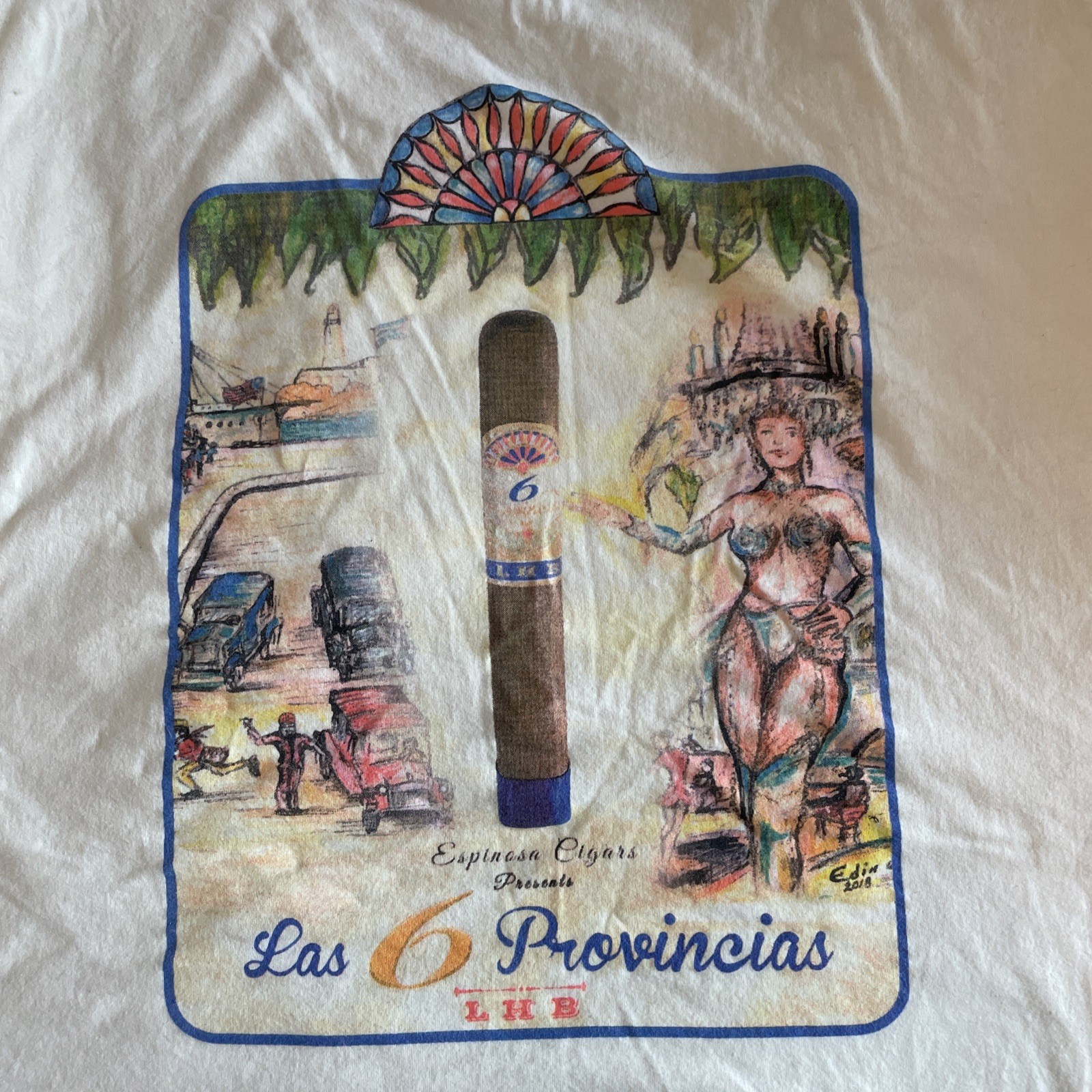 ‘Espinosa Cigars Presents Las 6 Provincial LHB’ Cream Color T-Shirt Size 3XL