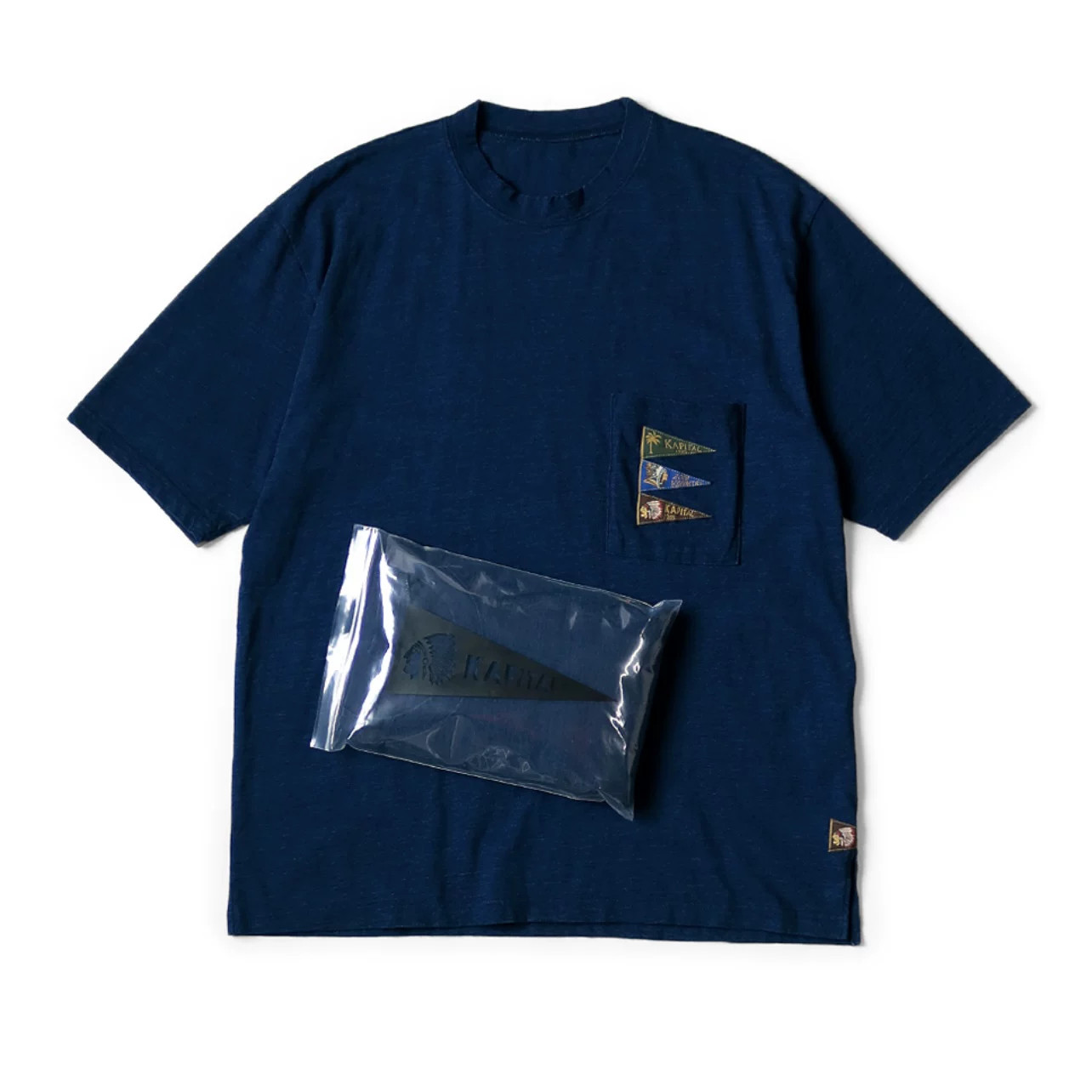 KAPITAL Blue Loose Fit Cotton Short Sleeve Crew Neck T Shirt Men