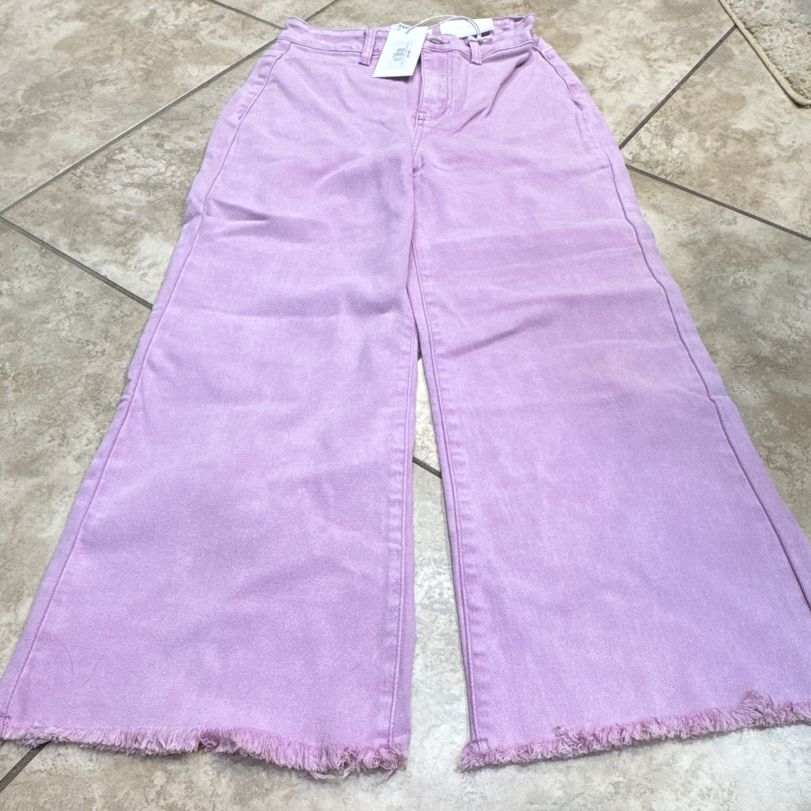 Zenana Women’s Purple Light Wash Wide-Leg Jeans High Rise 5-Pocket Size S