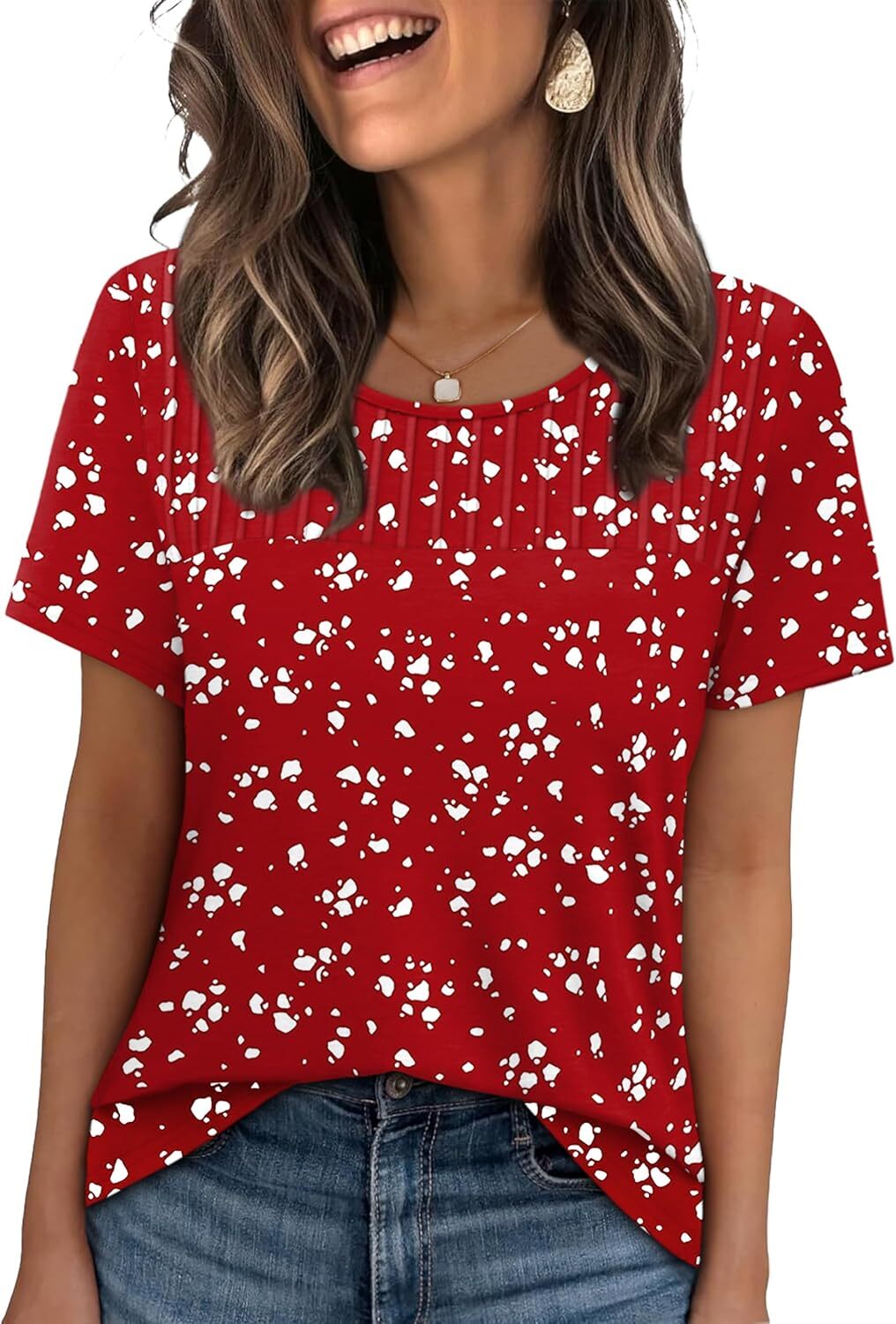 Women’s Plus Size Short Sleeve Crew Tops – Loose Fit Cotton Casual Trendy