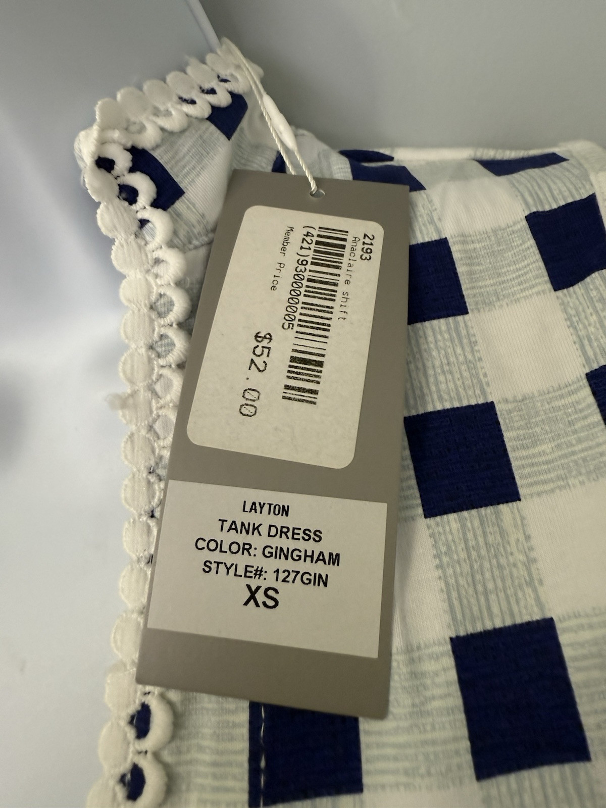 ANA CLARE WOMEN’S LAYTON TANK GINGHAM DRESS XS NAVY WHITE MULTI NEW NWT