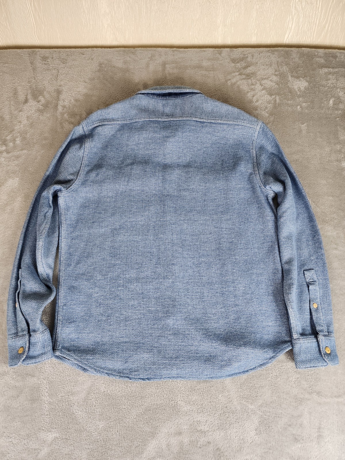 Taylor Stitch Blue Solid Woven Shirt 44 Long Sleeve Button-Up Pockets Men