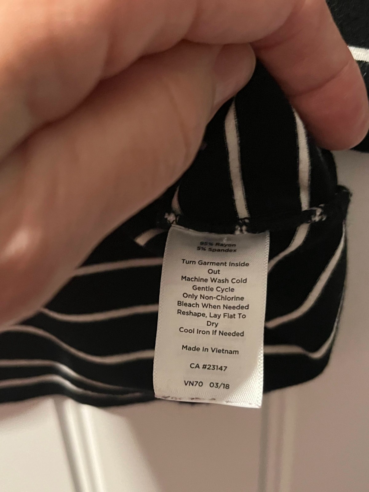 Talbots XL Black White Striped Knit Top 3/4 Sleeve Rayon Stretch Tunic
